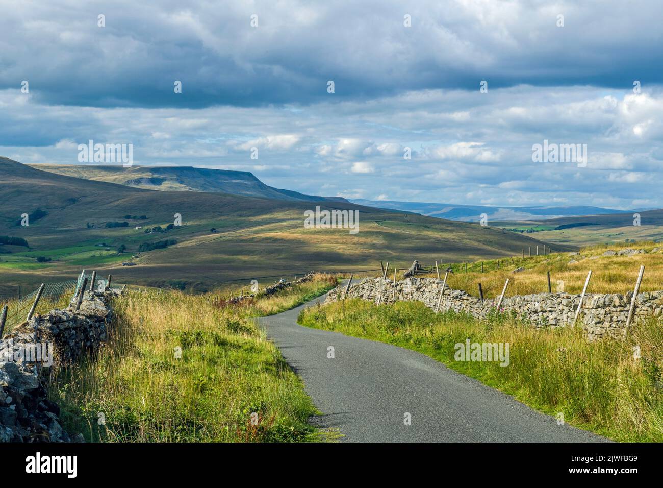 The Coal Road and Wild Boar Fell in the Distance Cumbria Stock Photo