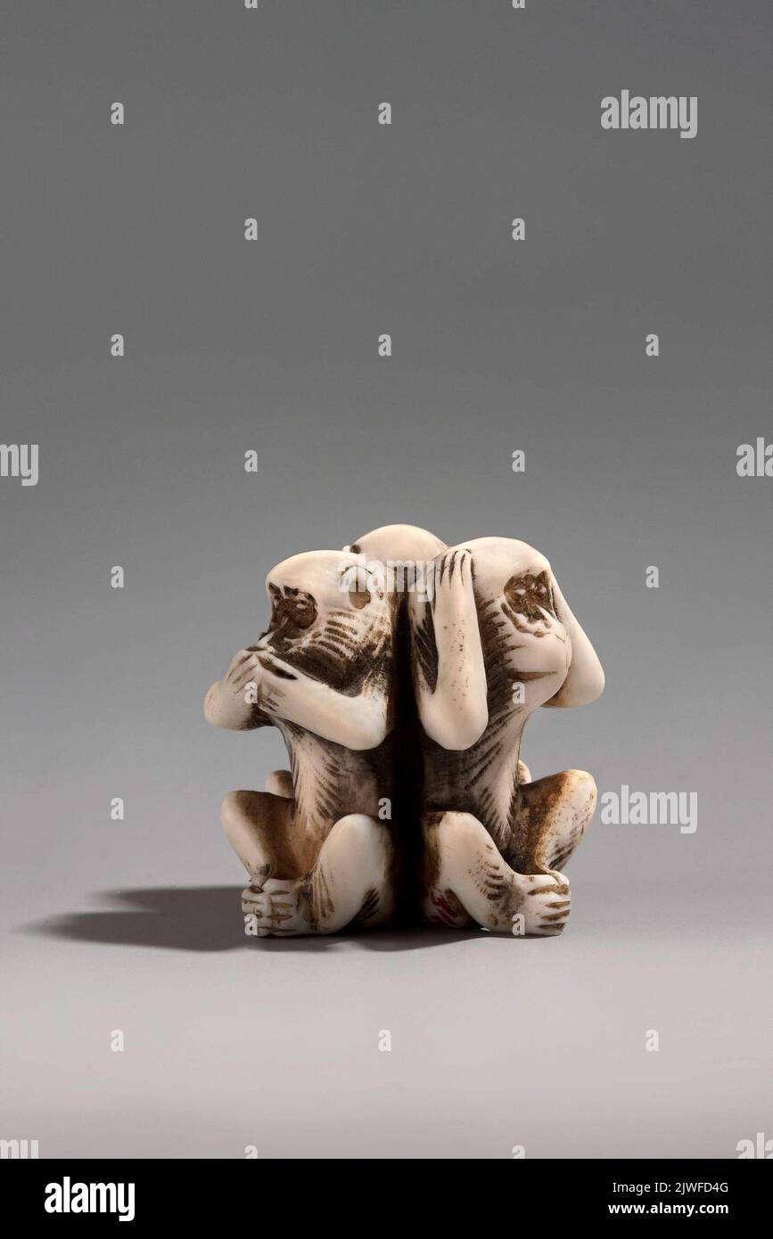 Netsuke – three monkeys (sambiki-no saru). unknown, sculptor Stock Photo