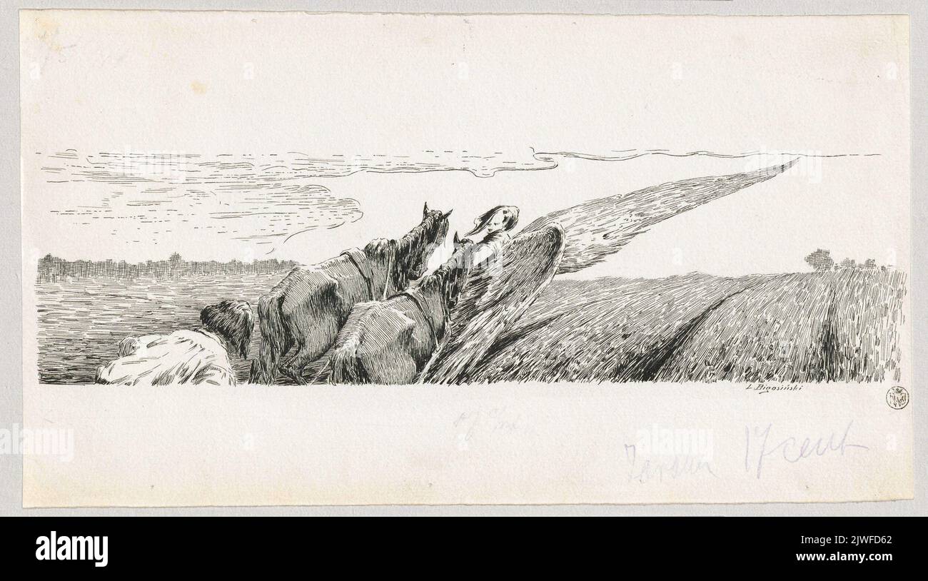 Tillage With An Angel Vignette Bigosiński Leon 1871 1928