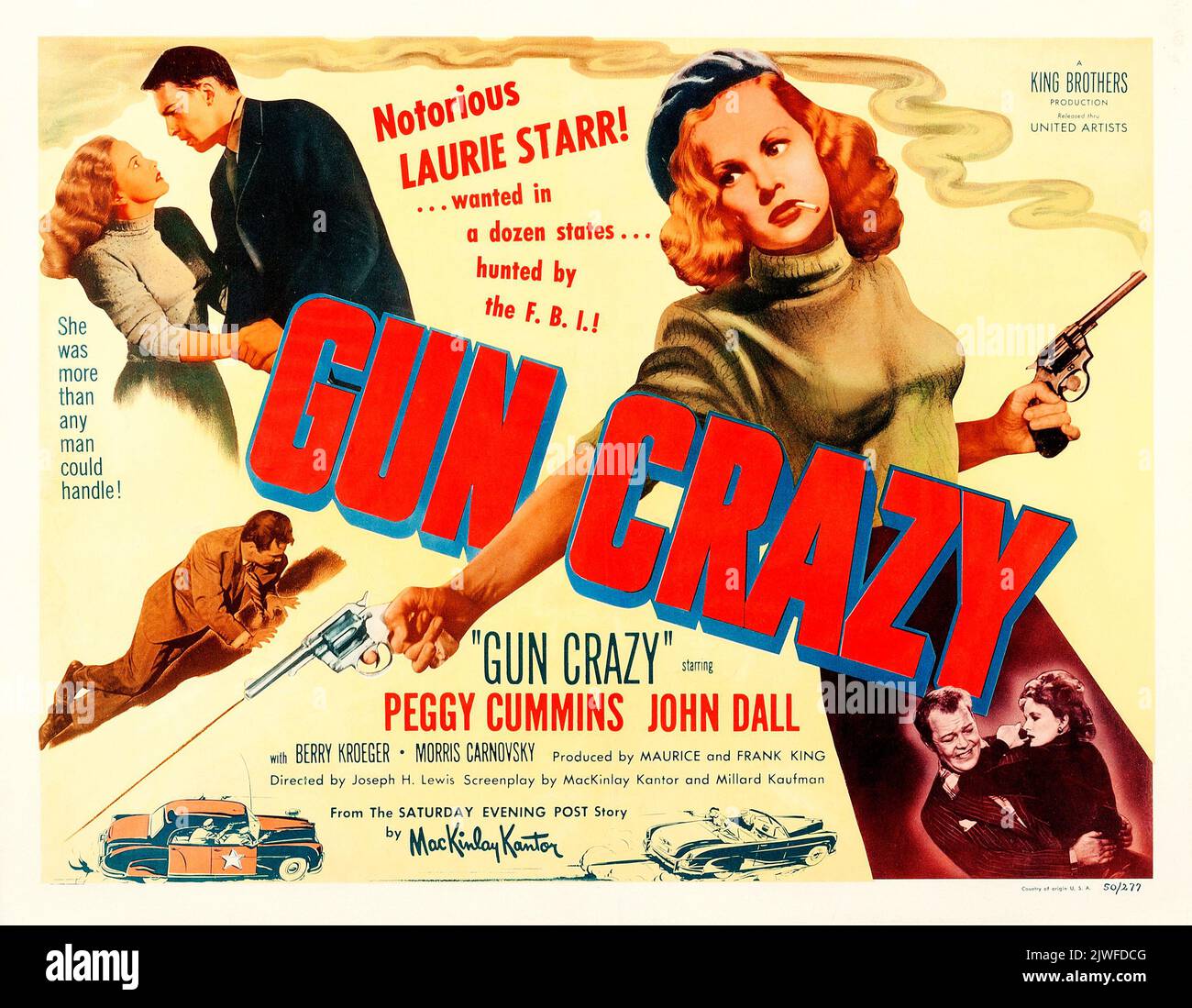 Gun Crazy (United Artists, 1950). Half Sheet film poster feat Peggy ...