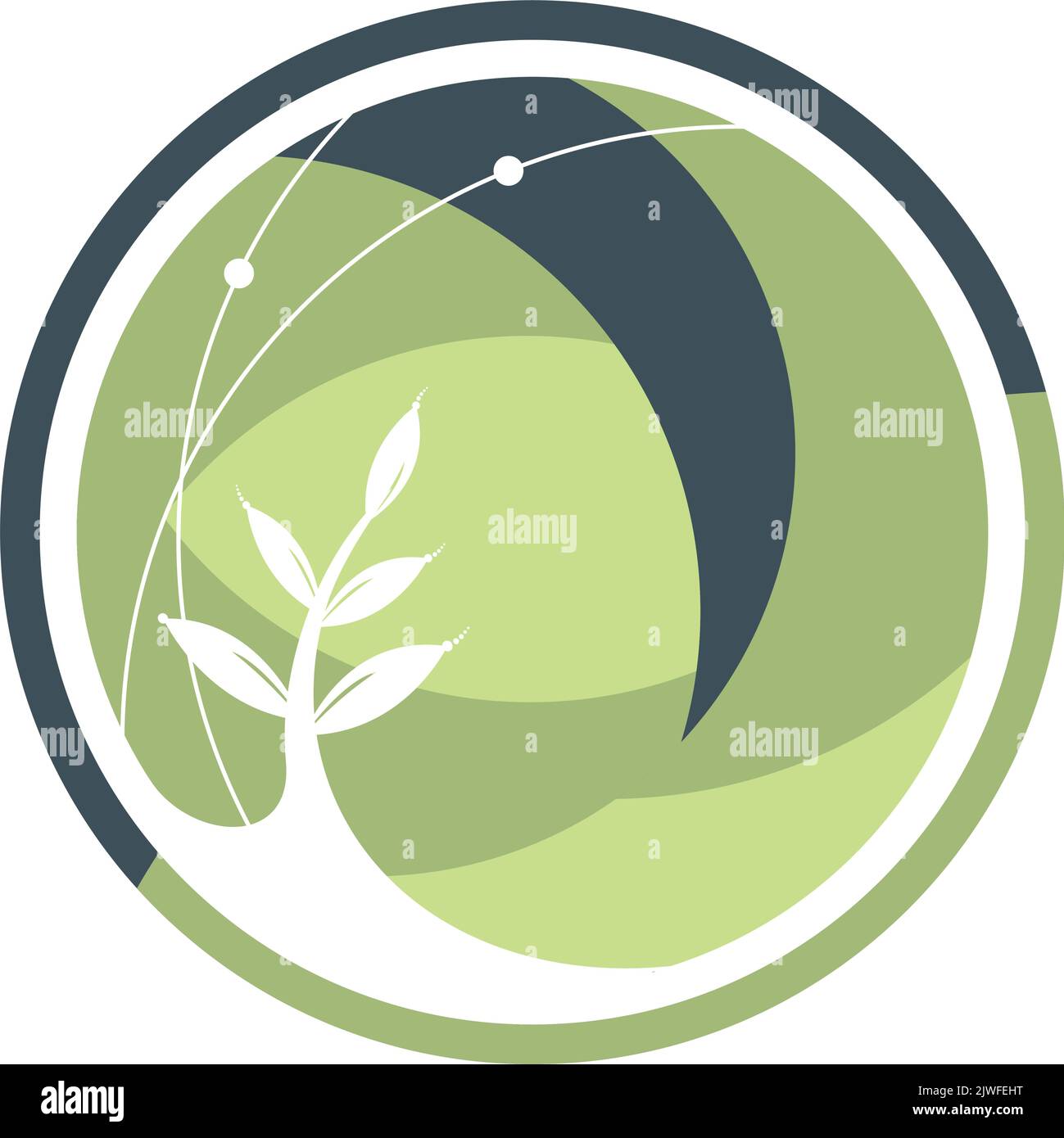 circle abstract logo with plants inside Stock Vector