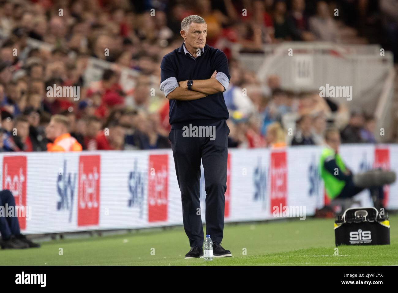Tony Mowbray manager of Sunderland during the Sky Bet Championship match Middlesbrough vs Sunderland at Riverside Stadium, Middlesbrough, United Kingdom, 5th September 2022  (Photo by James Heaton/News Images) Stock Photo