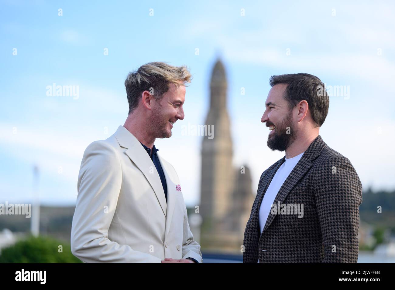 Phil MacHugh (left) and Martin Compston at the Waterfront Cinema in