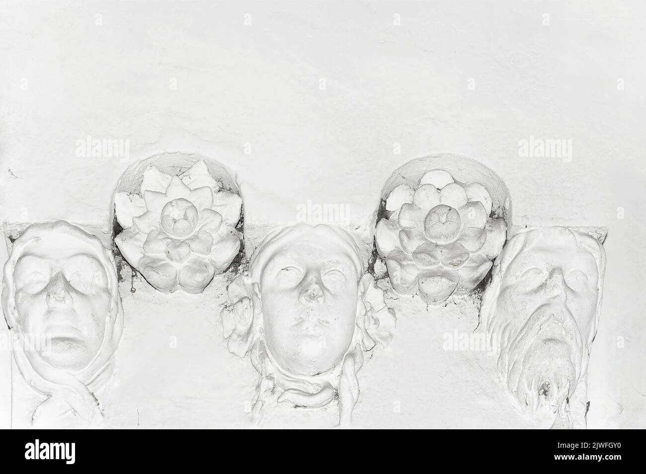 White stucco wall decoration Stock Photo