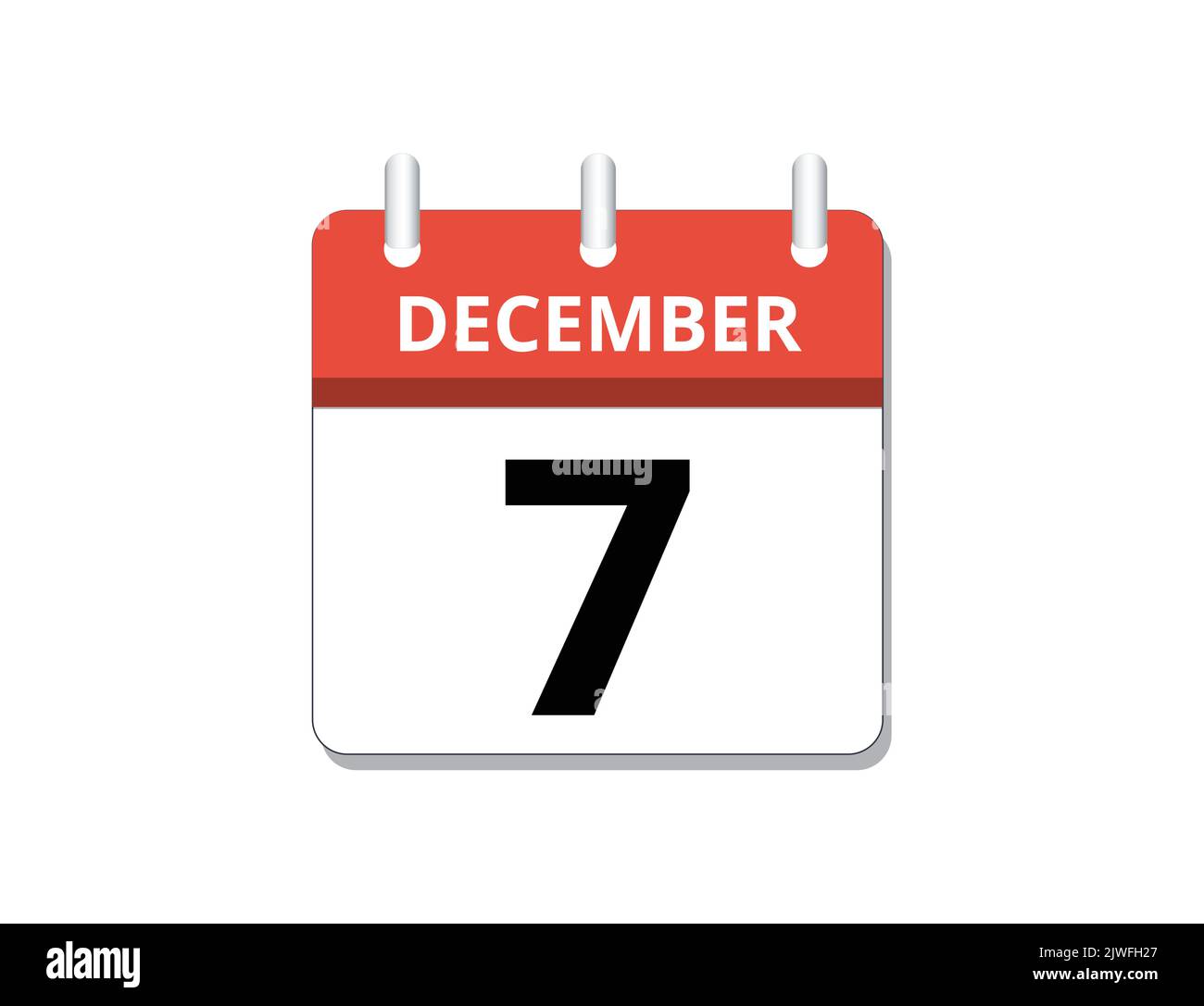 December, 7th calendar icon vector, concept of schedule, business and tasks Stock Vector