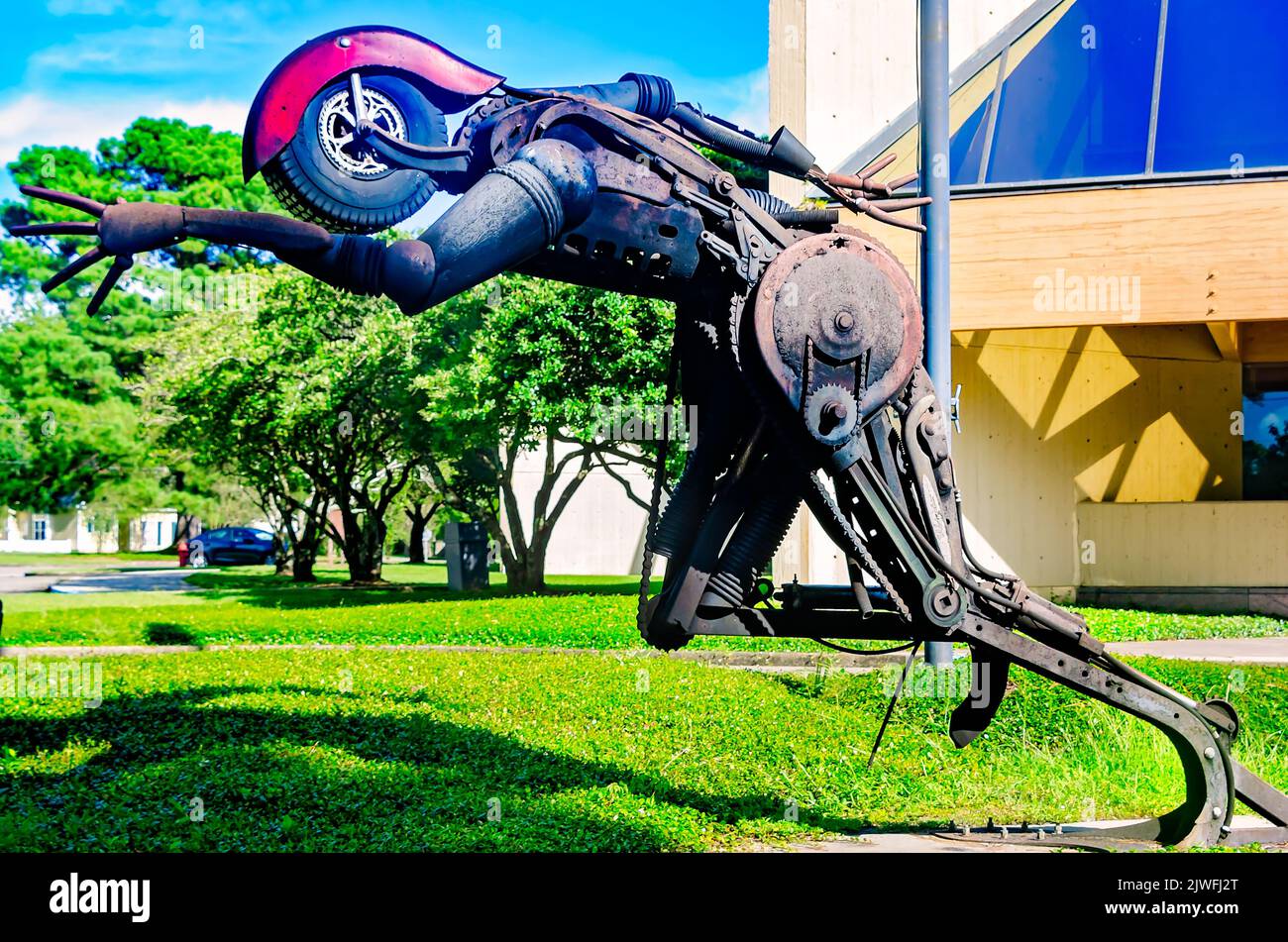 “Borzov the Sprinter,” a sculpture by Bruce Larsen, is pictured at the