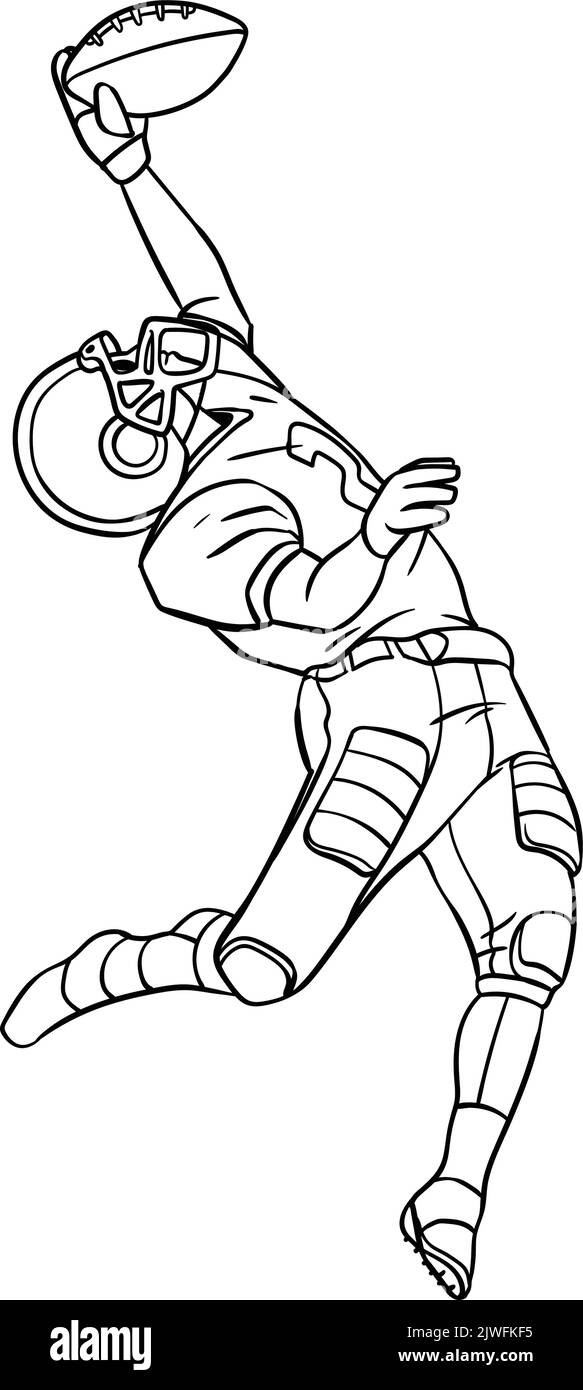 American Football Isolated Coloring Page for Kids Stock Vector