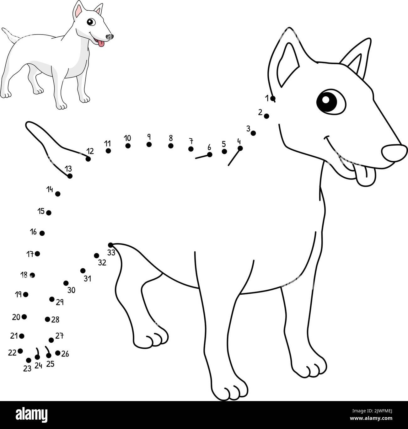Dot to Dot American Pit Bull Terrier Dog Isolated Stock Vector