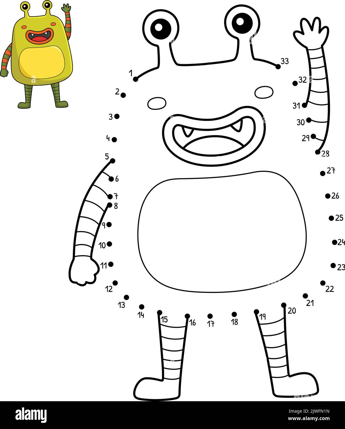 Dot to Dot Monster Robot Isolated - Dot To Dot Monster Robot Isolated Coloring Page 2JWFN1N