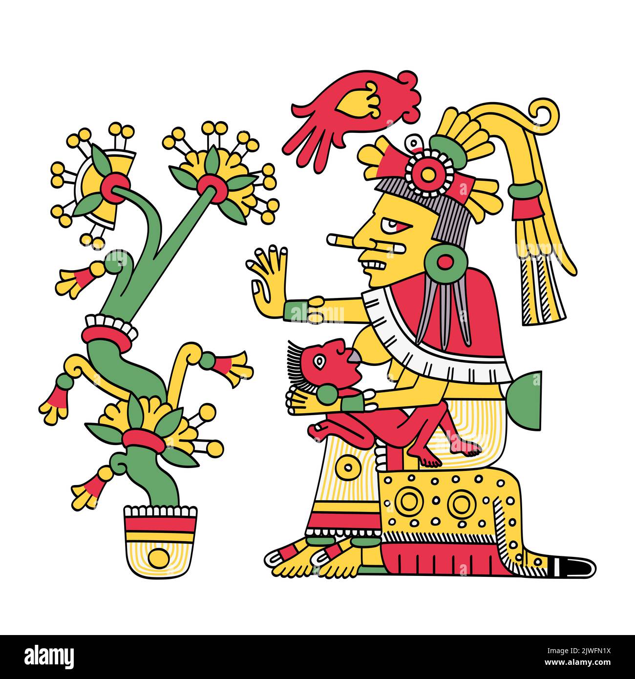 Chalchiuhtlicue, Aztec goddess of water, rivers, seas, streams, storms, and baptism, associated with fertility, and a patroness of childbirth. Stock Photo