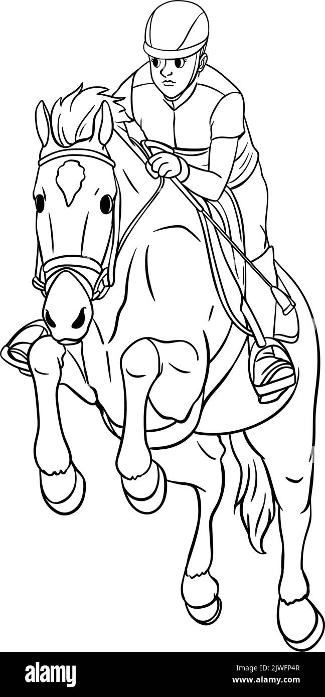 Show Jumping Isolated Coloring Page for Kids Stock Vector Image & Art ...