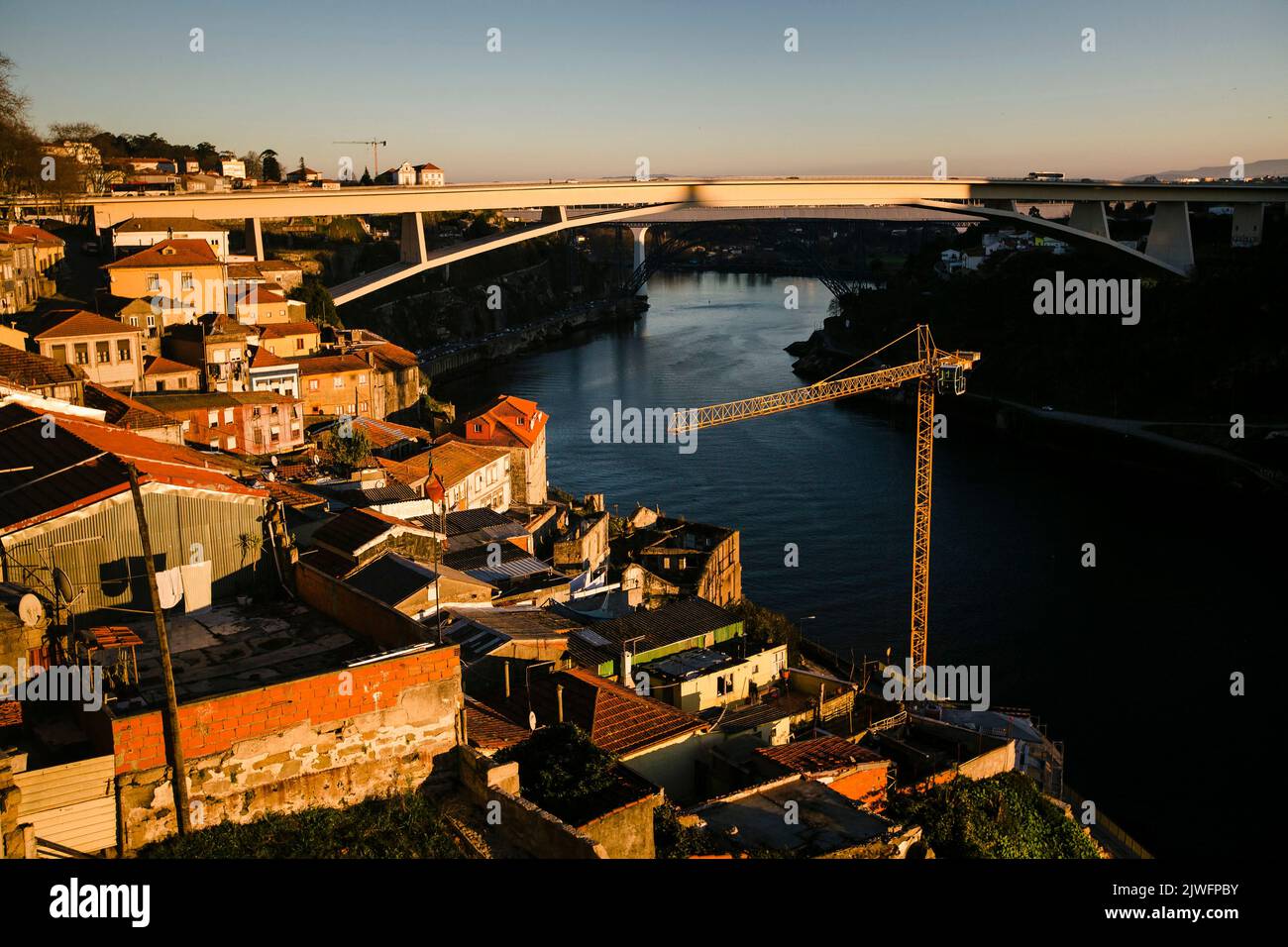 View of the Douro River in the old district of Porto, Portugal. Stock Photo