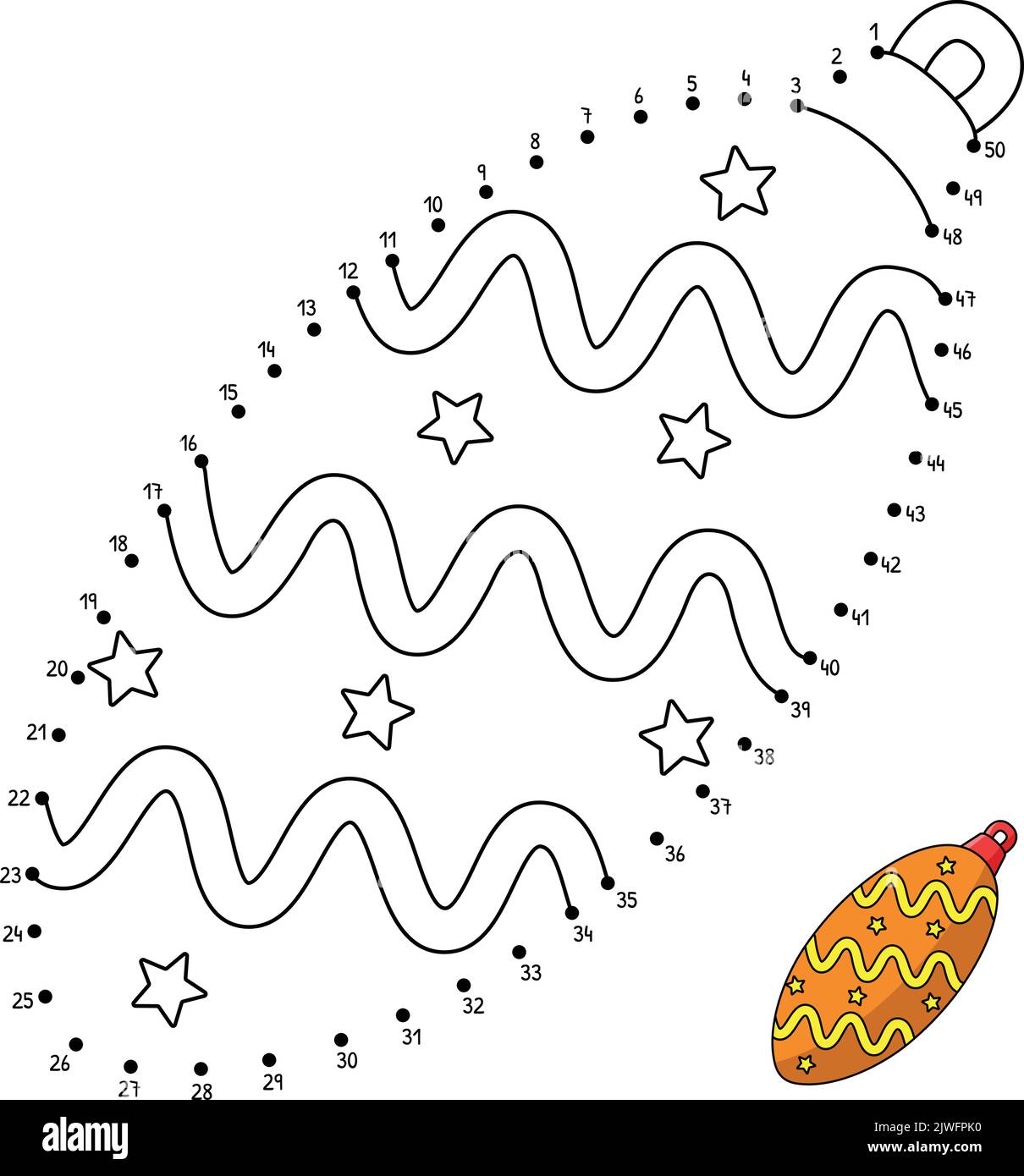 Dot to Dot Christmas Ornament Isolated Coloring Stock Vector Image ...
