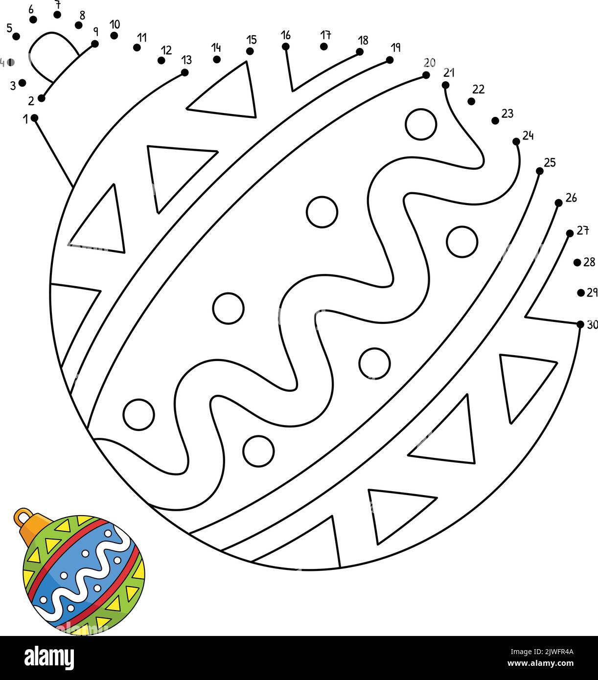Dot to Dot Christmas Ornament Isolated Coloring Stock Vector Image ...