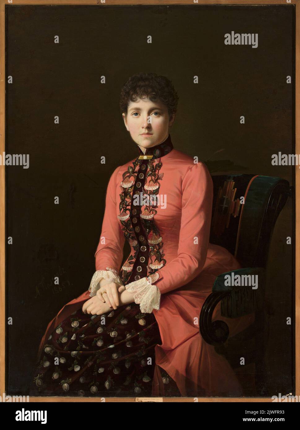 Portrait of a young woman. Kolesov, Aleksei Mikhailovich (1834-1902), painter Stock Photo