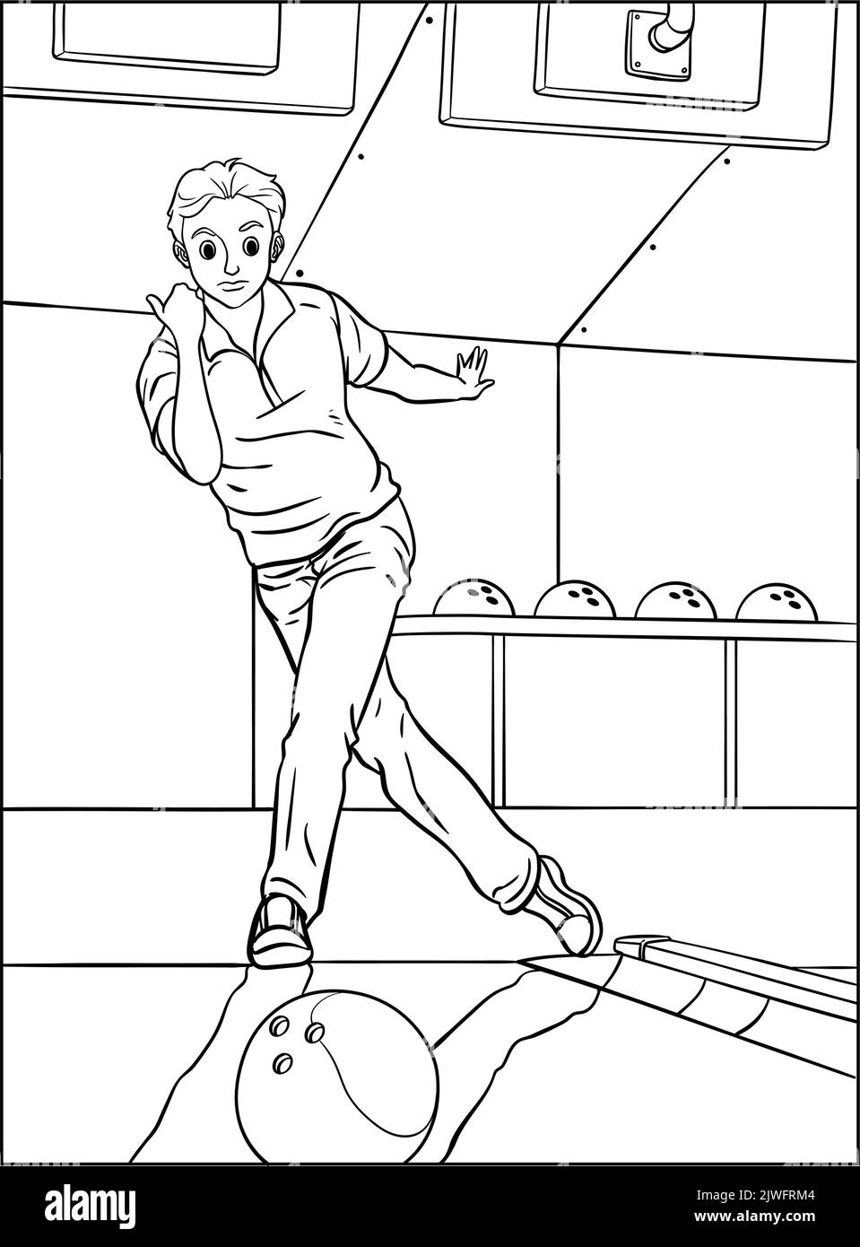 Bowling Coloring Page for Kids Stock Vector Image & Art - Alamy