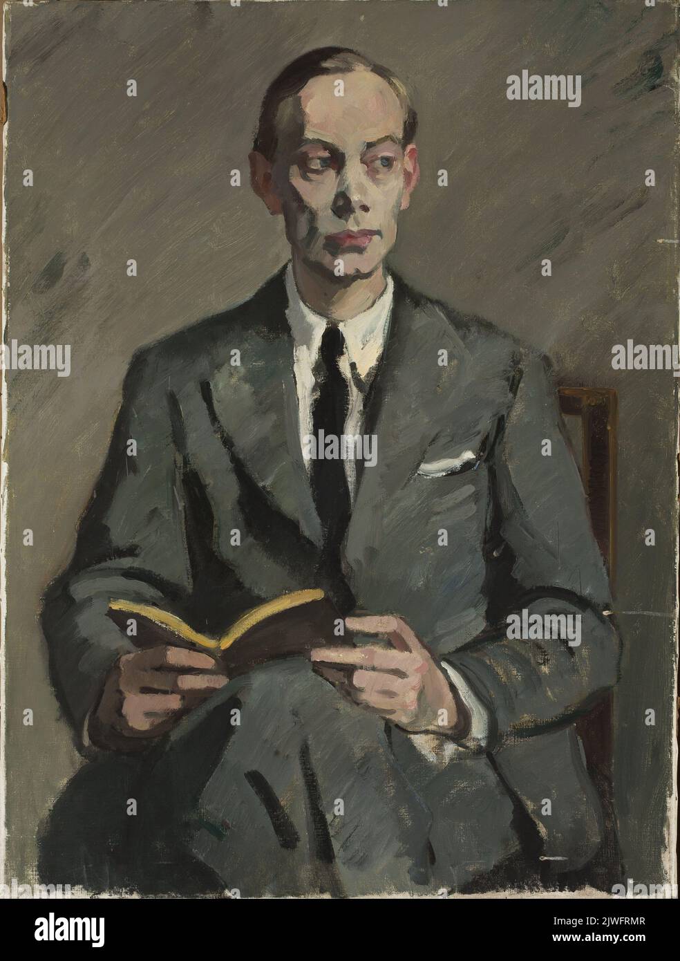 Portrait of a man with an open book. unknown, painter Stock Photo