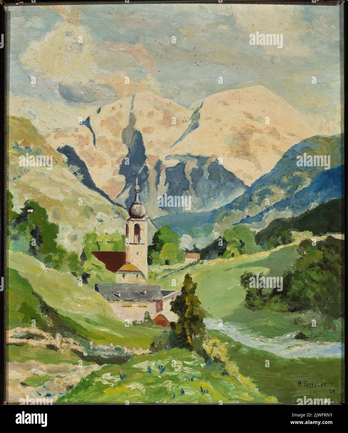 Mountain landscape with a church. Geissler Christian Gottfried Heinrich