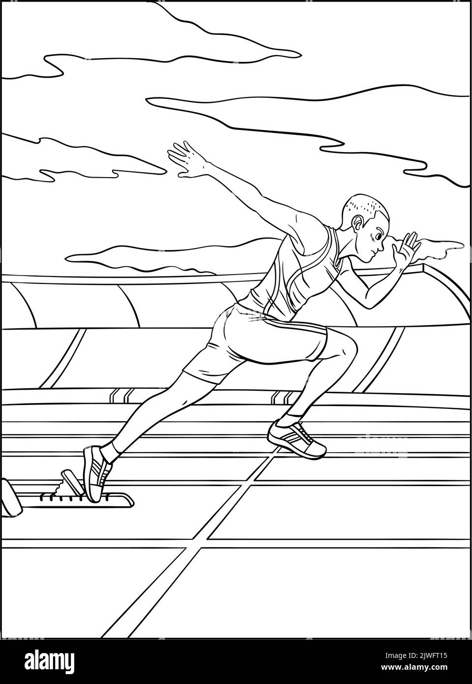 Sprinting Coloring Page for Kids Stock Vector