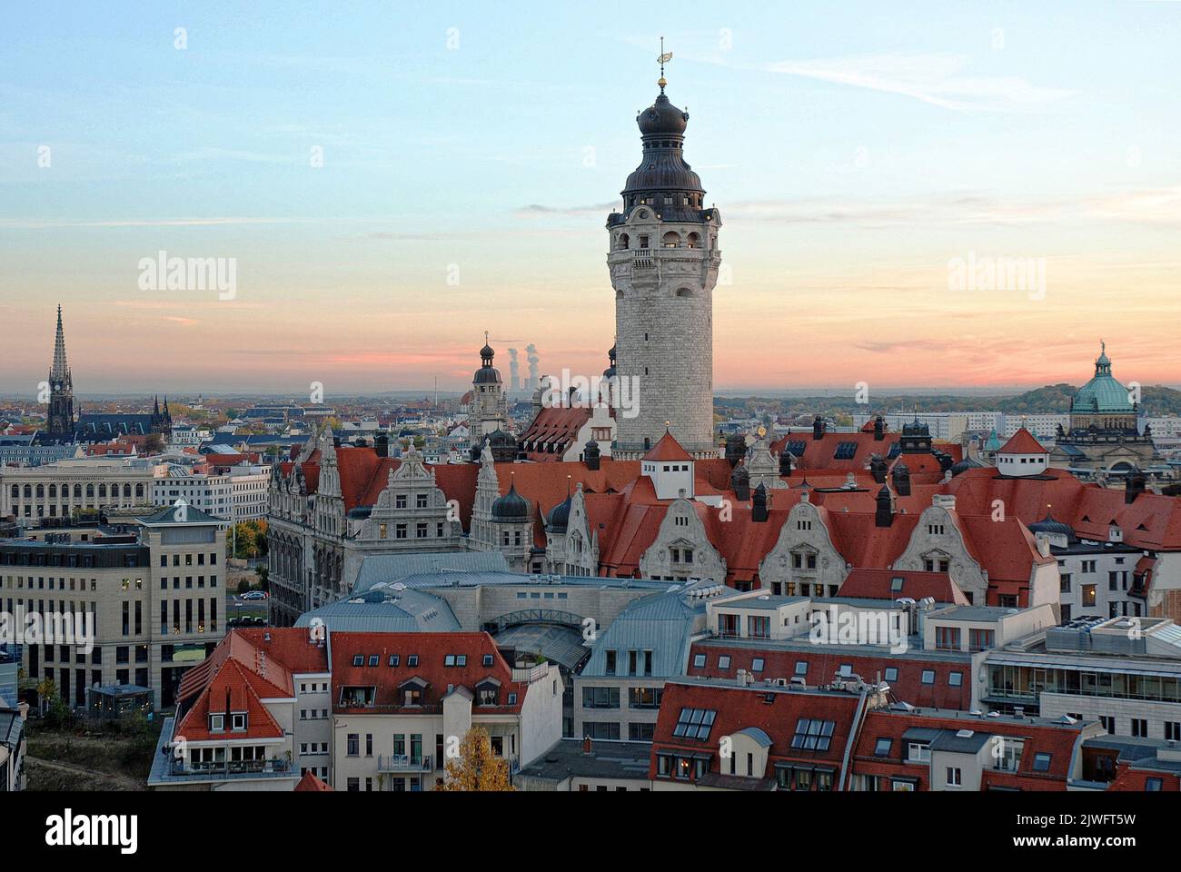 New town hall in Leipzig, Germany panorama view town center Stock Photo