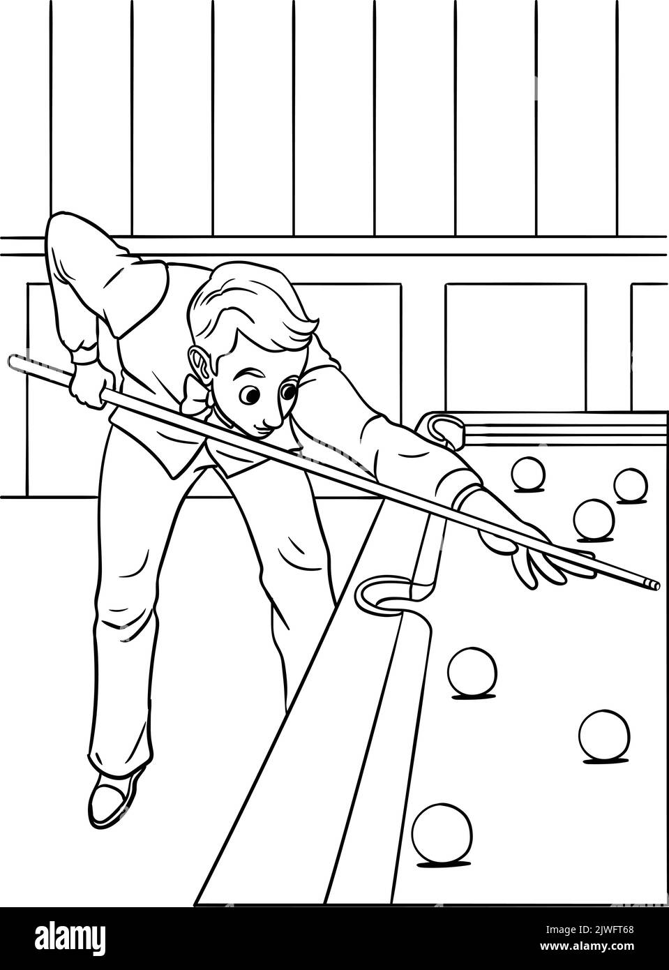 Snooker Coloring Page for Kids Stock Vector