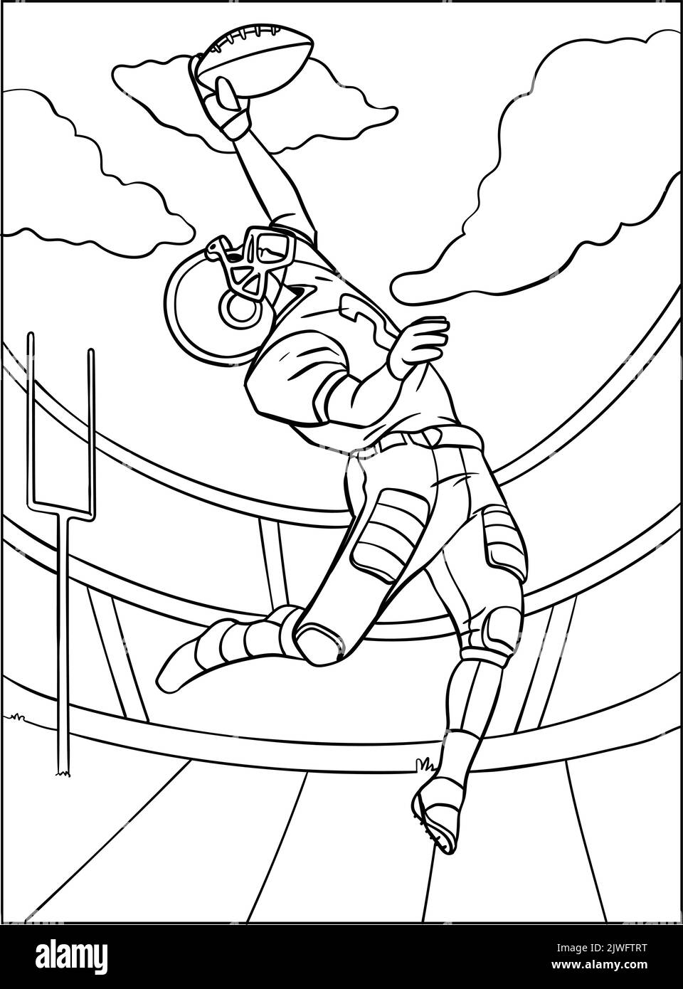 American Football Coloring Page for Kids Stock Vector