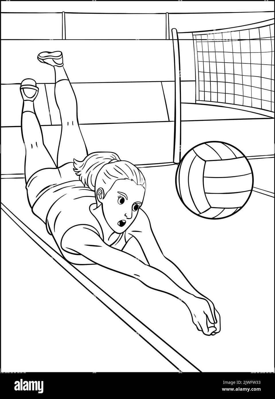 Volleyball Coloring Page for Kids Stock Vector