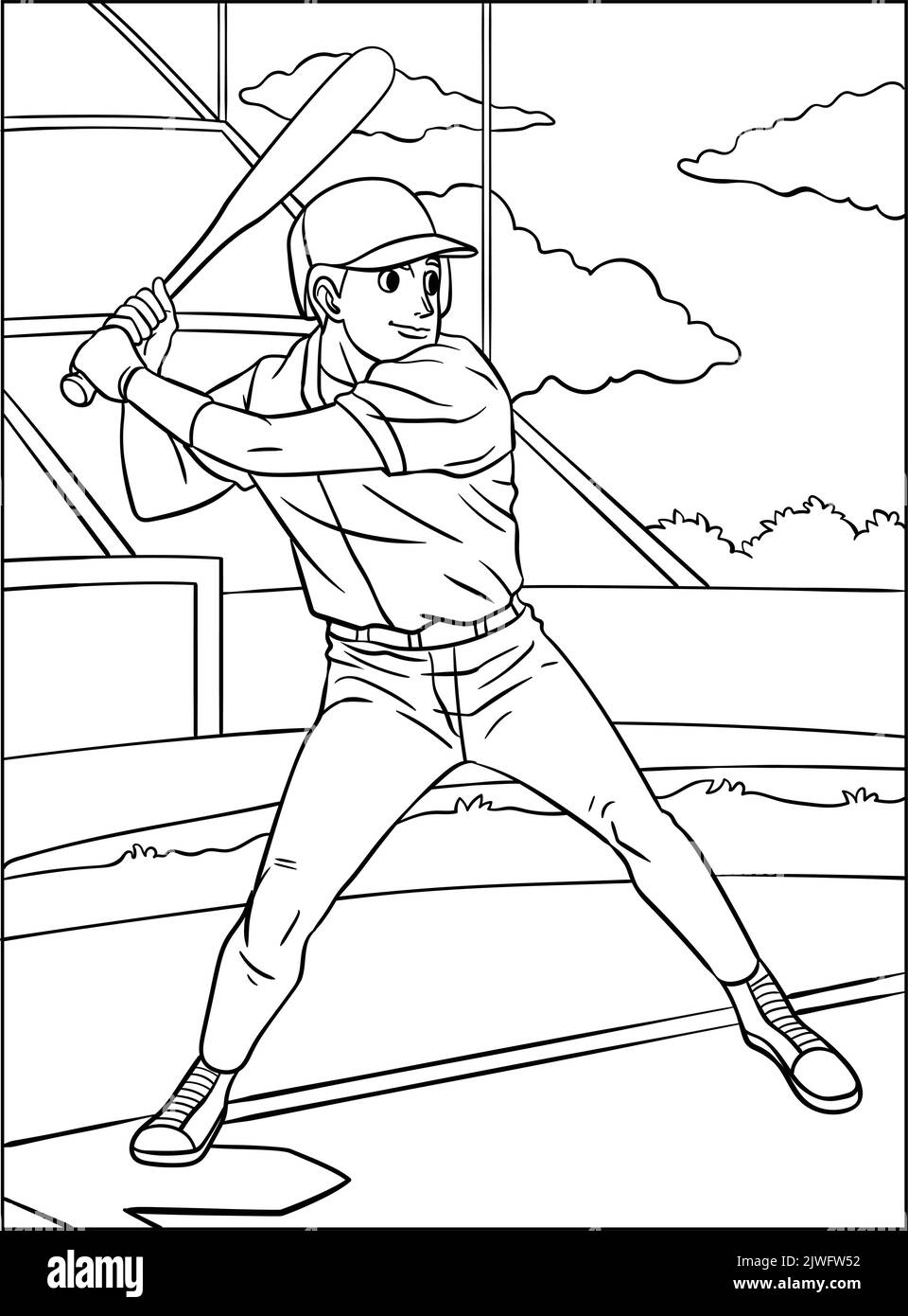 Baseball Coloring Page for Kids Stock Vector Image & Art - Alamy