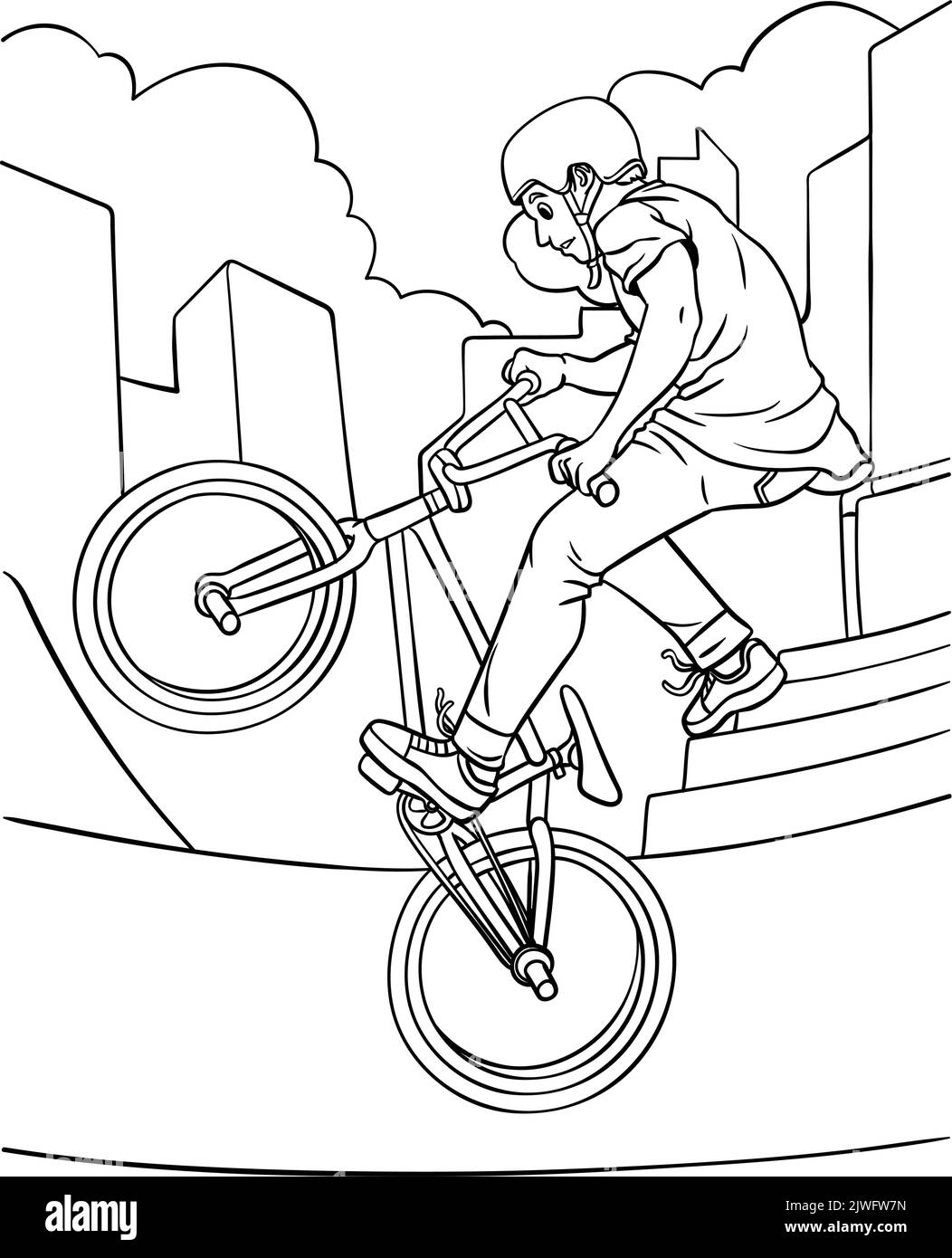 BMX Rider Coloring Page for Kids Stock Vector Image & Art - Alamy