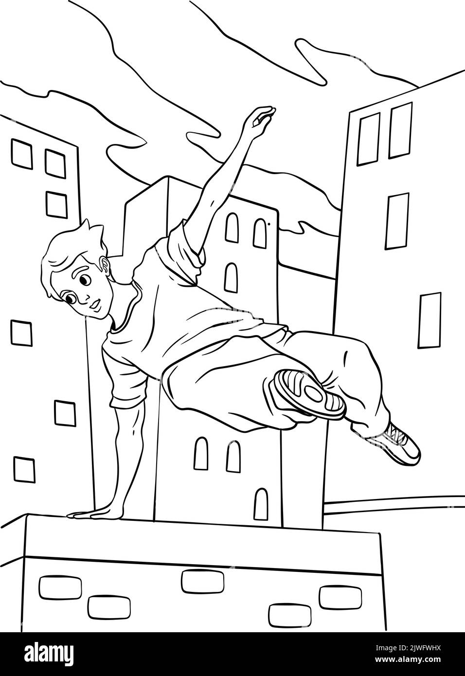 Parkour Coloring Page for Kids Stock Vector Image &amp; Art - Alamy