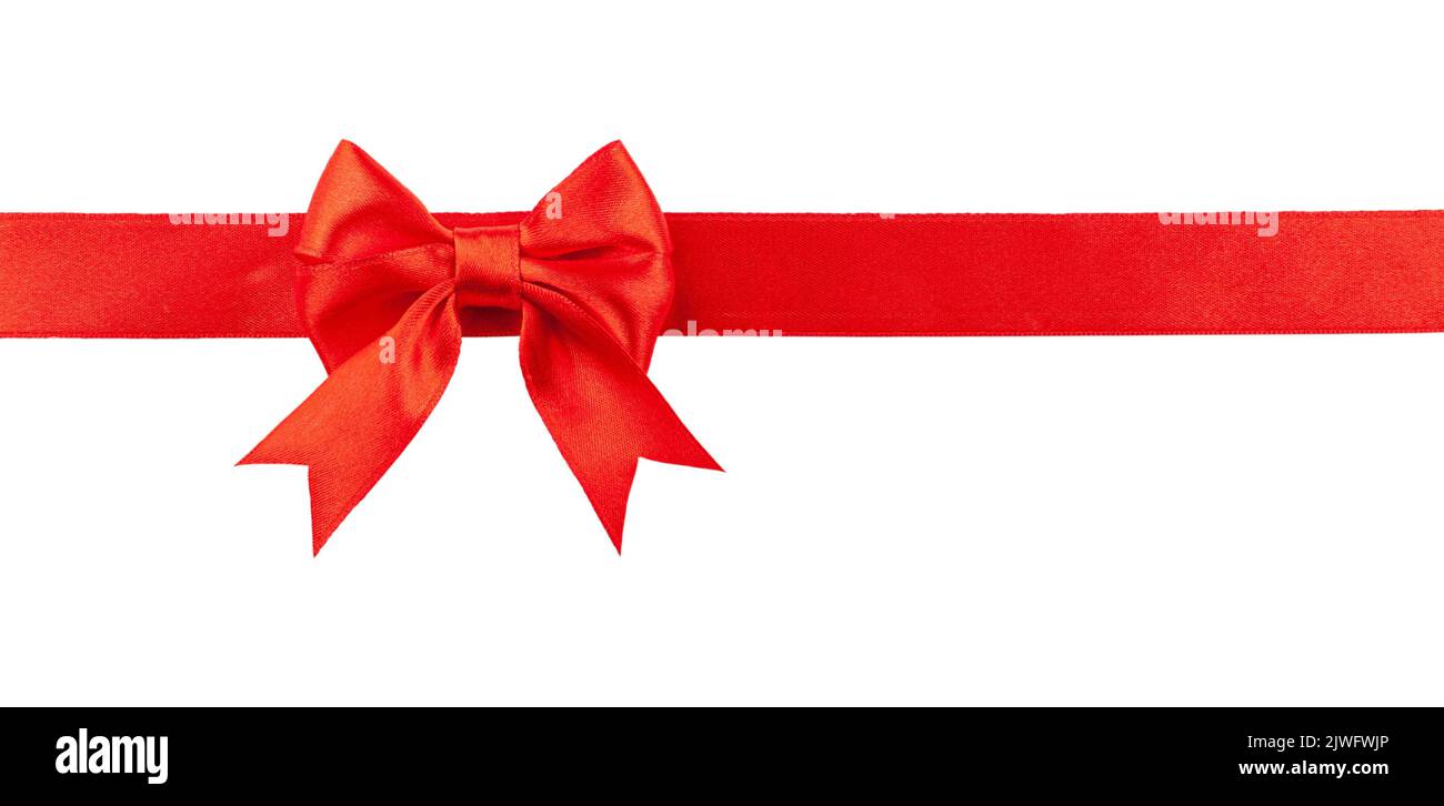 red ribbon with bow isolated on white background Stock Photo - Alamy