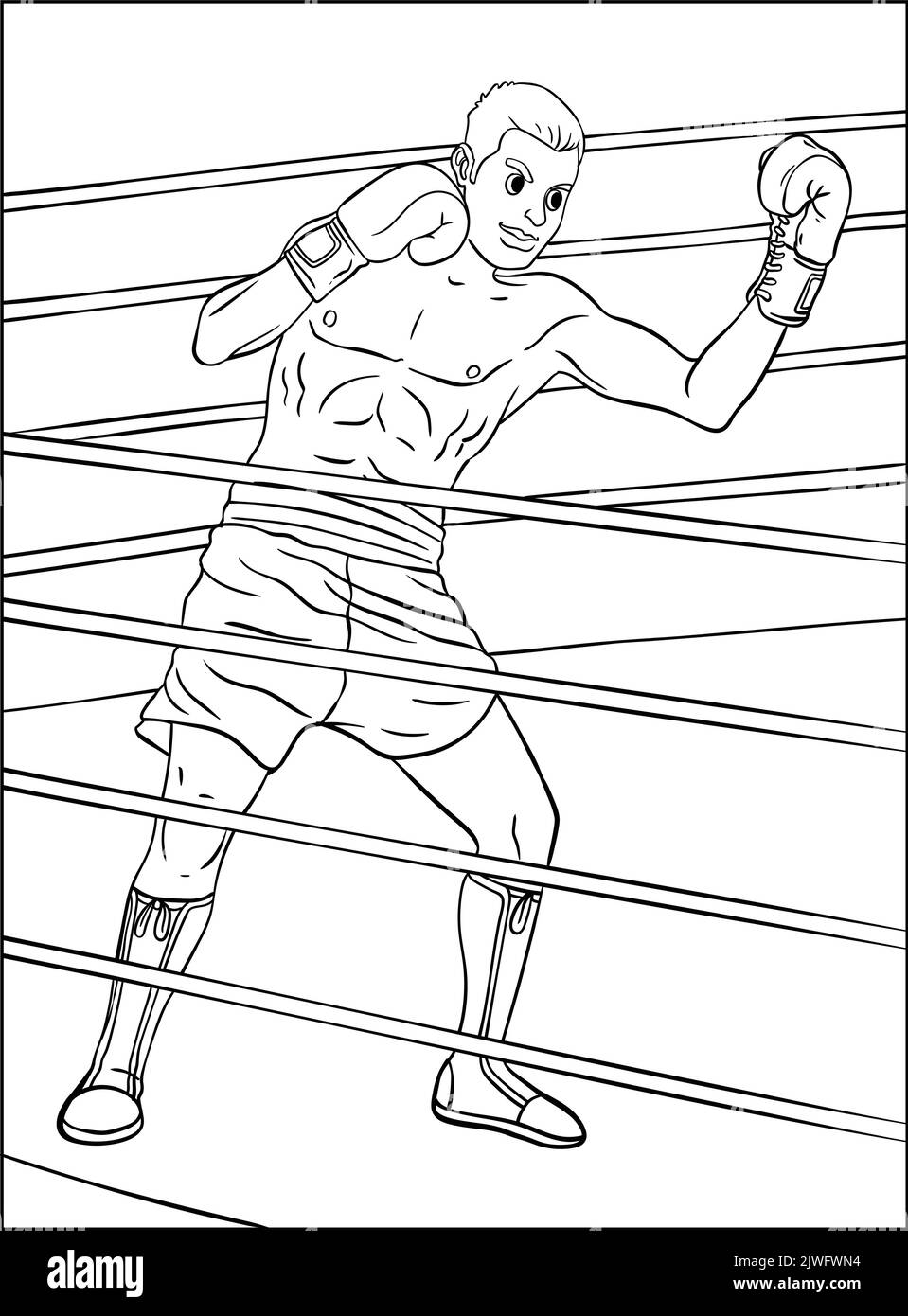 Boxing Coloring Page for Kids Stock Vector
