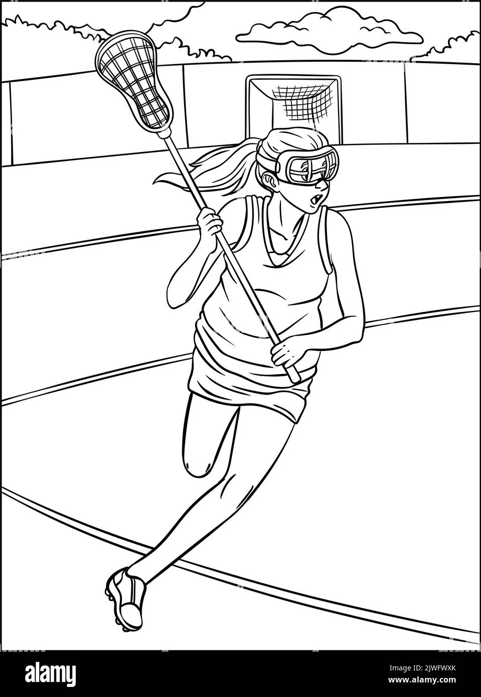 Lacrosse Coloring Page for Kids Stock Vector Image & Art - Alamy