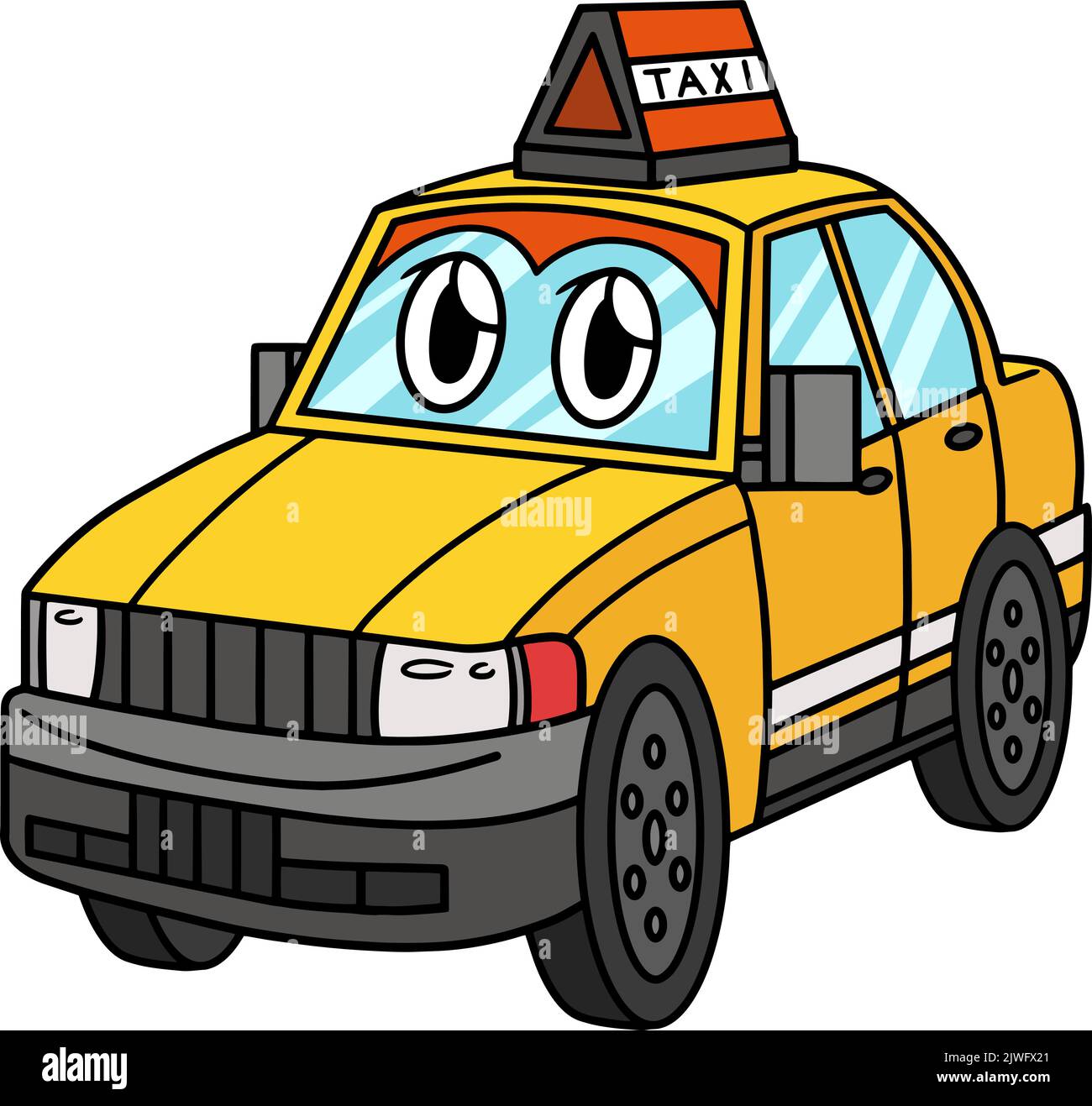 Taxi with Face Vehicle Cartoon Colored Clipart Stock Vector Image & Art