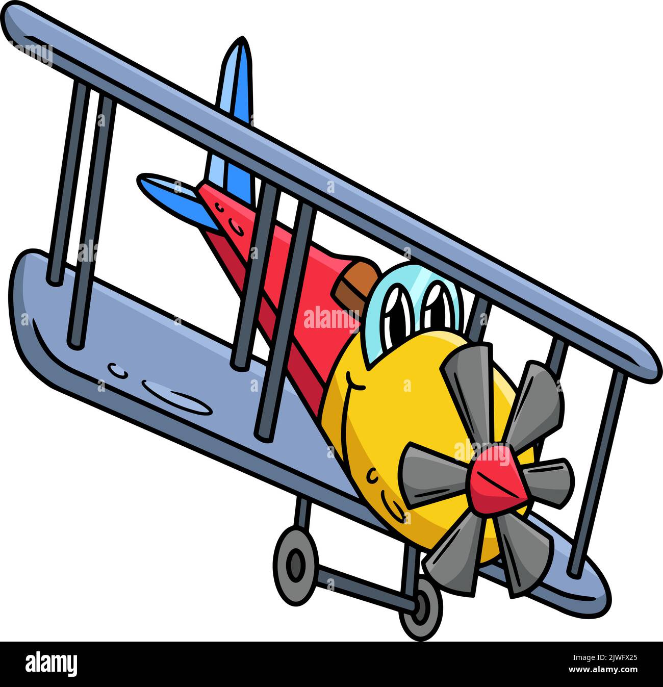 Propeller Plane with Face Vehicle Cartoon Clipart  Stock Vector