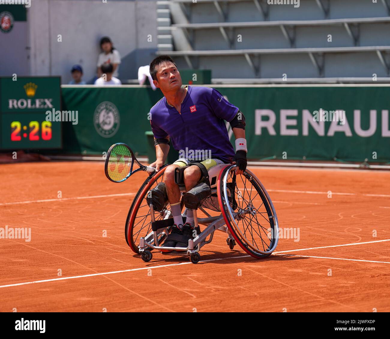 Wheelchair tennis player Shingo Kunieda of Japan in action during his wheelchair men's singles
