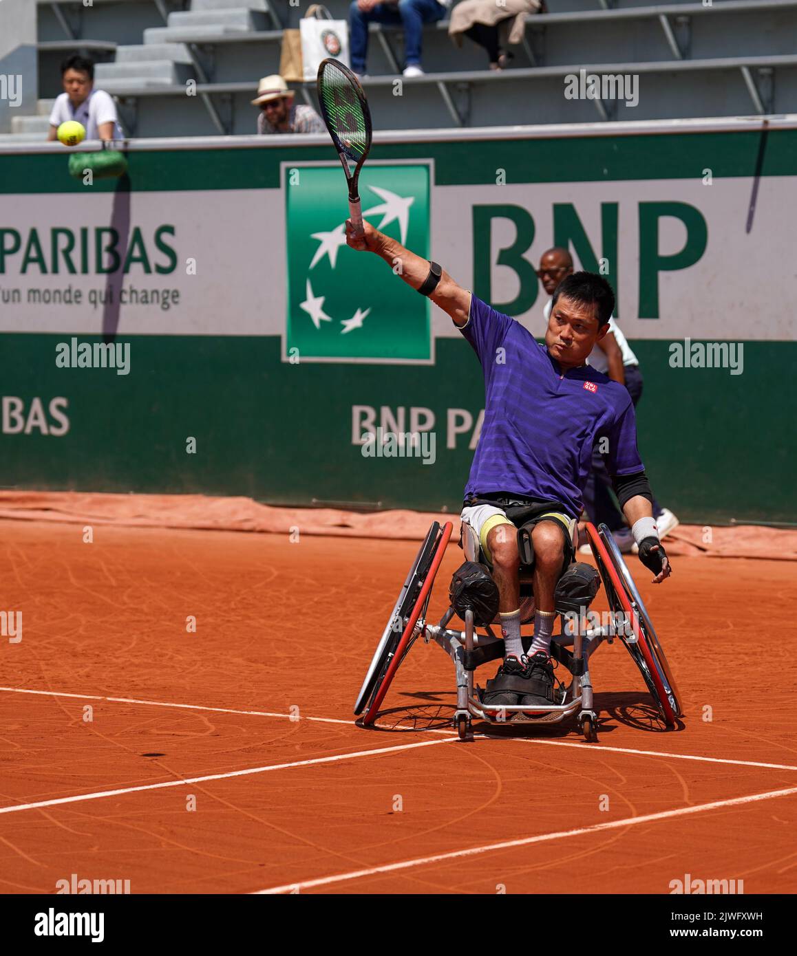 Wheelchair tennis player Shingo Kunieda of Japan in action during his