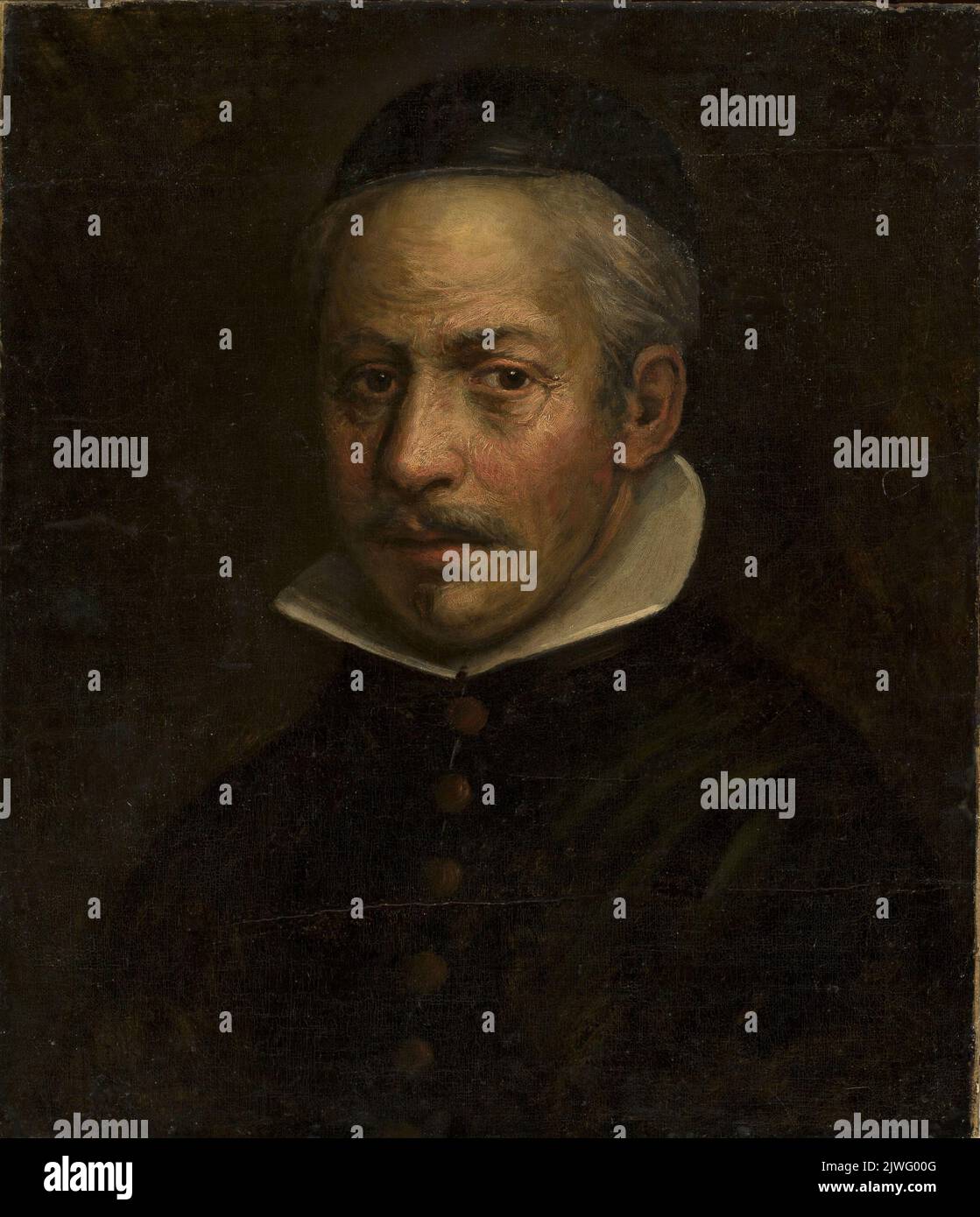 Portrait of a man in black with a white collar. nieznany malarz włoski, painter Stock Photo