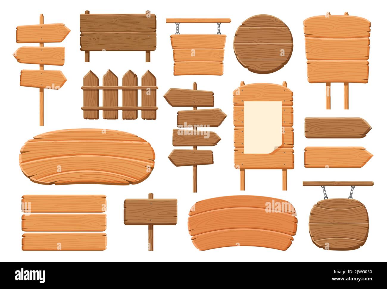 Set of pointers signs and planks. Wooden signboard collection. Vector ...