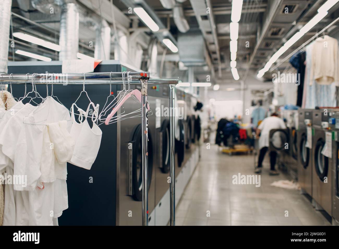 Dry cleaning. Clean cloth chemical process. Laundry industrial Stock