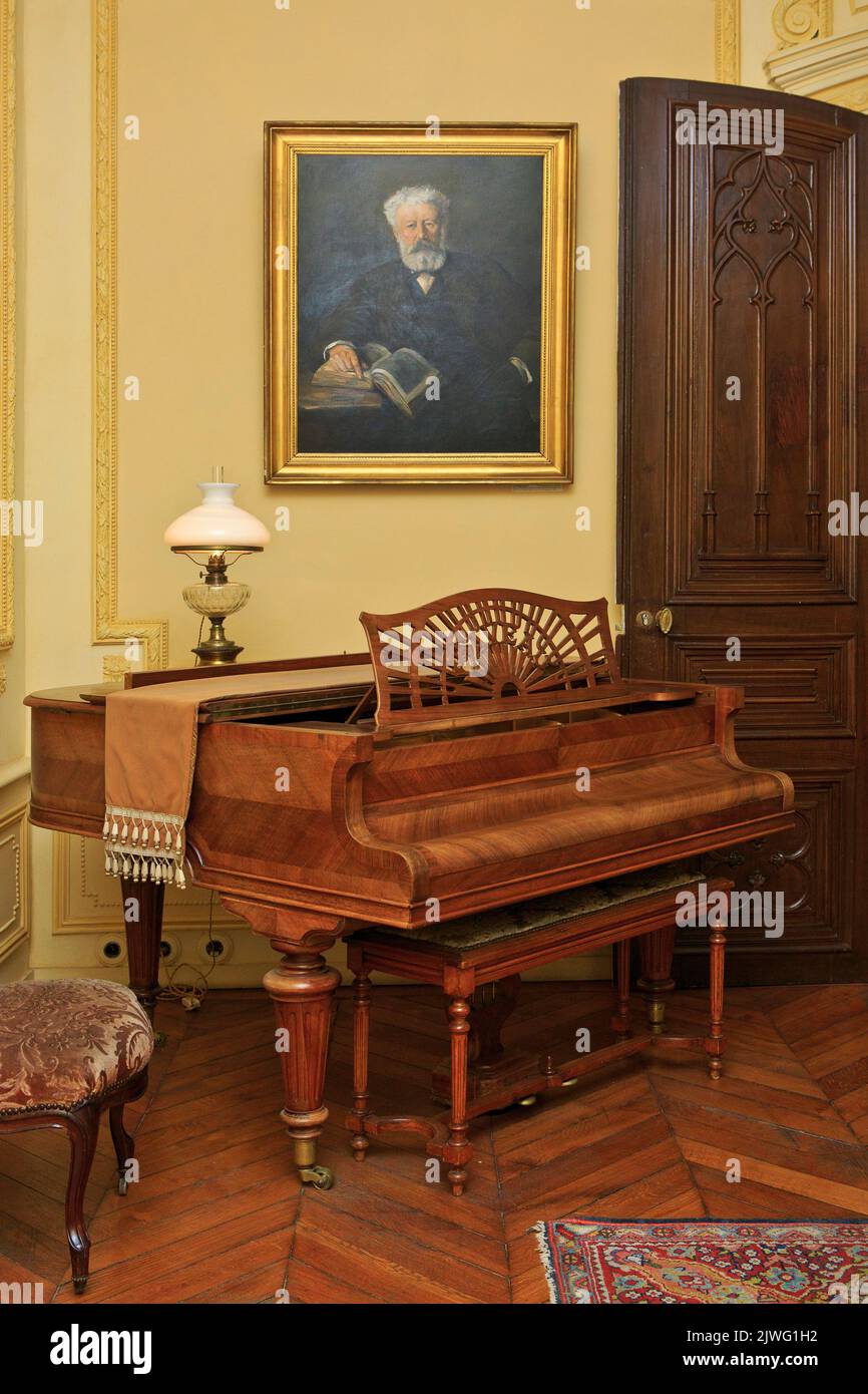 Piano in the former home of the bestselling French author Jules Verne (1828-1905) in Amiens (Somme), France Stock Photo