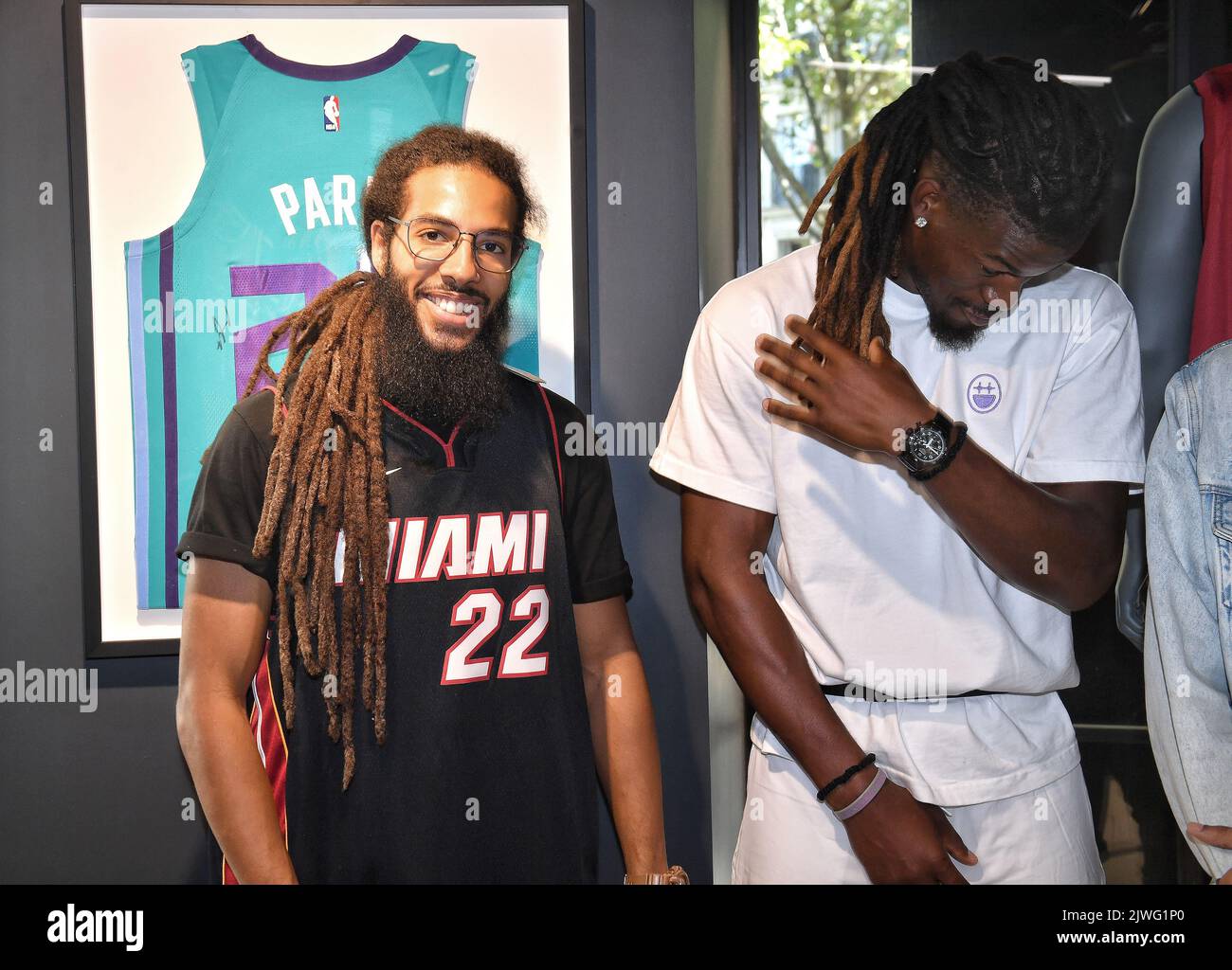 Jimmy Butler and Chris Brickley at NBA Store in Paris Stock Photo - Alamy