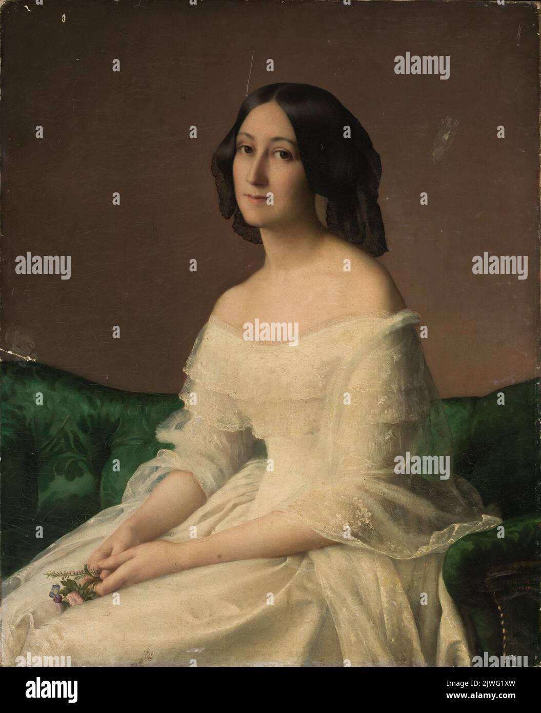 Portrait of Hortense Thayer née Bertrand. Janmot, Louis (1814-1892), painter Stock Photo