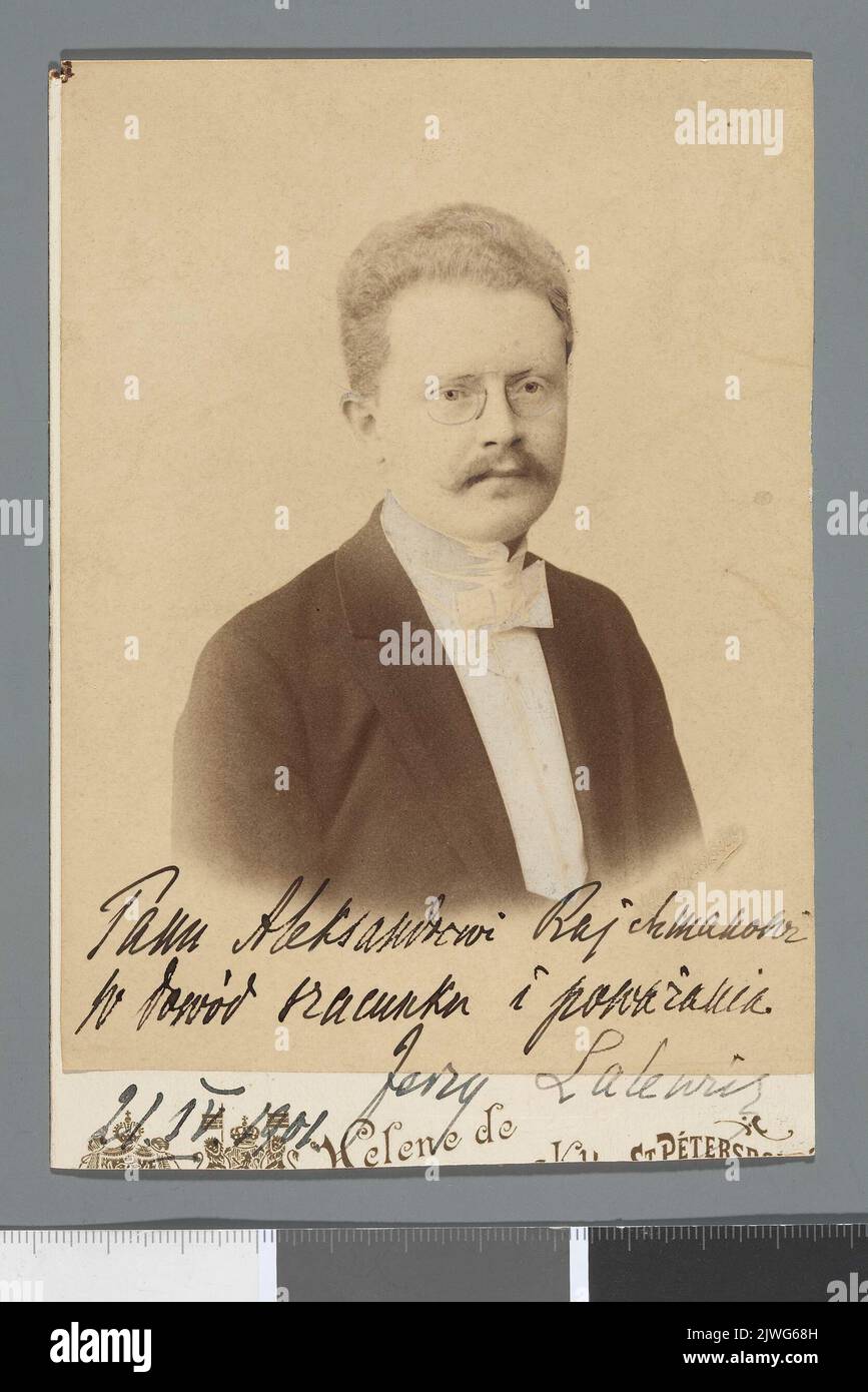 Portrait of Jerzy Lalewicz (1876-1951), pianist (bust) - photograph with dedication to Aleksander Rajchman of April 21st, 1901.. Mrozovskaâ, Elena (ca 1860-post 1920), photographer Stock Photo