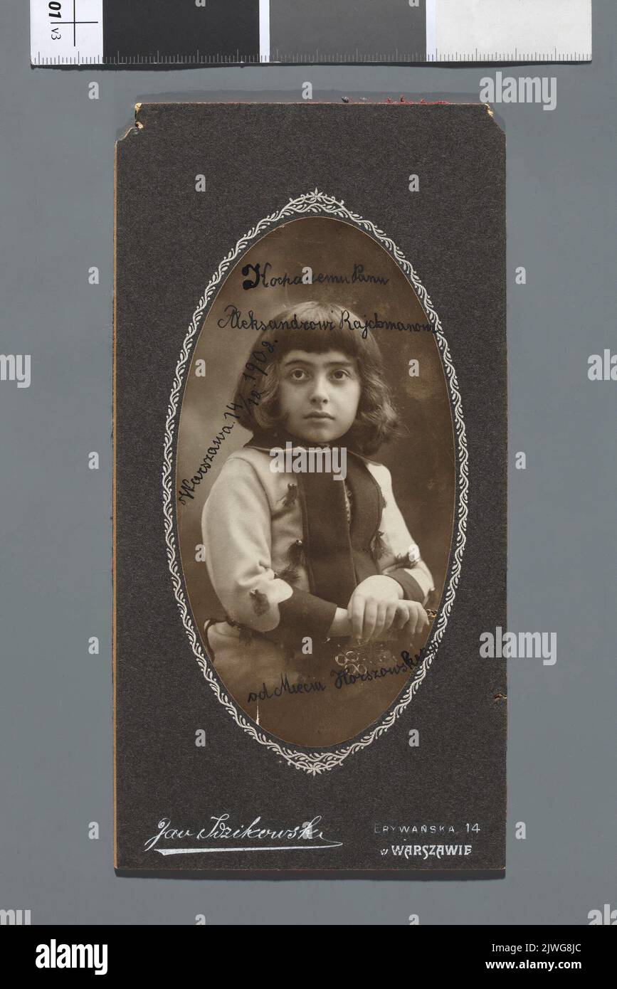 Portrait of Mieczysław Horszowski (1892-1993) as a child - photograph with dedication to Aleksander Rajchman of December 14th, 1902. Idzikowski, Jan Wacław (1861-?), photographer Stock Photo