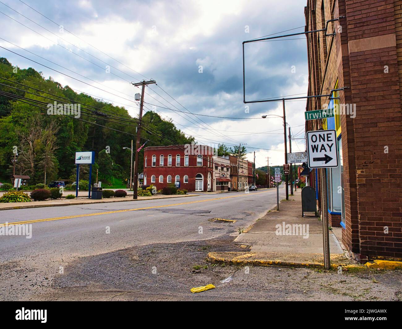 downtown Salem WV USA Harrison County storm clouds Stock Photo