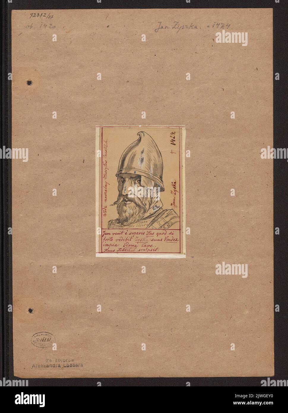 Portrait of knight Jan Žižka according to print by Hans Troschel