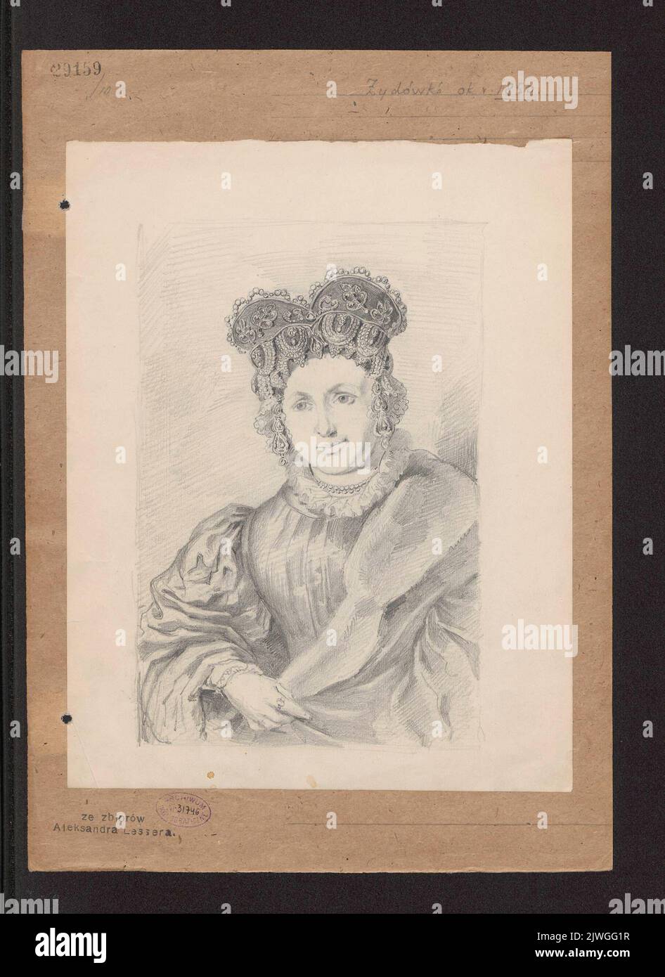 Portrait of a (Jewish) woman in attire from c. 1850. Lesser, Aleksander ...