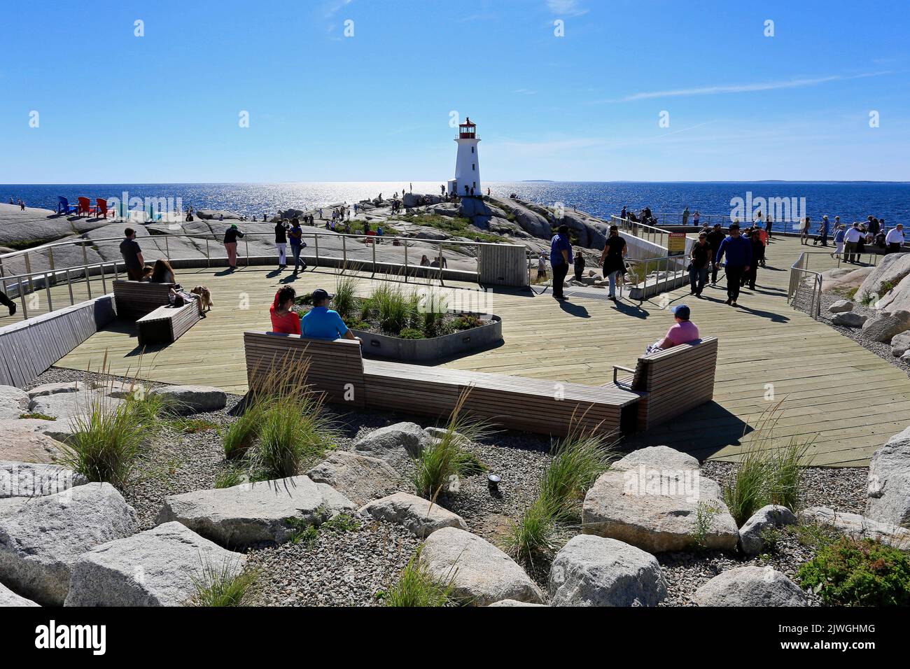 Peggys Point Lighthouse, 2022, nova scotia, canada, showing, new viewing platform Stock Photo