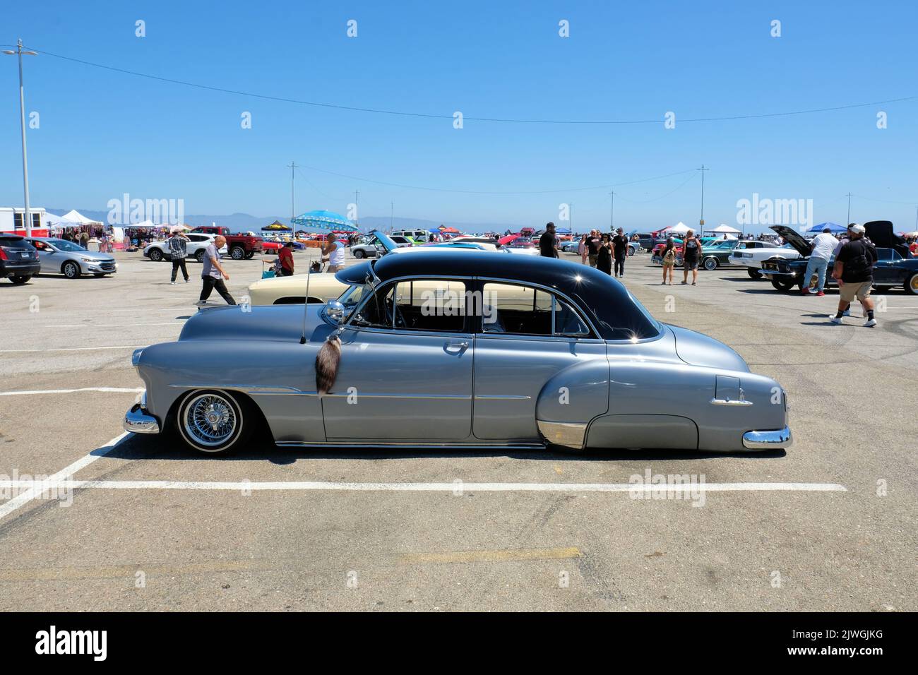 Lowrider four door sedan; 1940s1950s classic car restored at a car